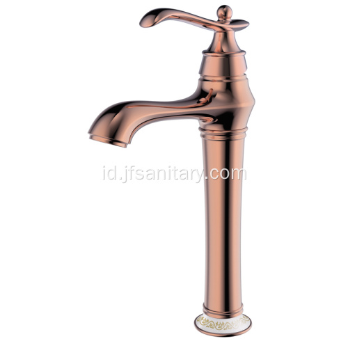 Faucet Kamar Mandi Rose Gold Kuningan Tuas Tunggal Tinggi